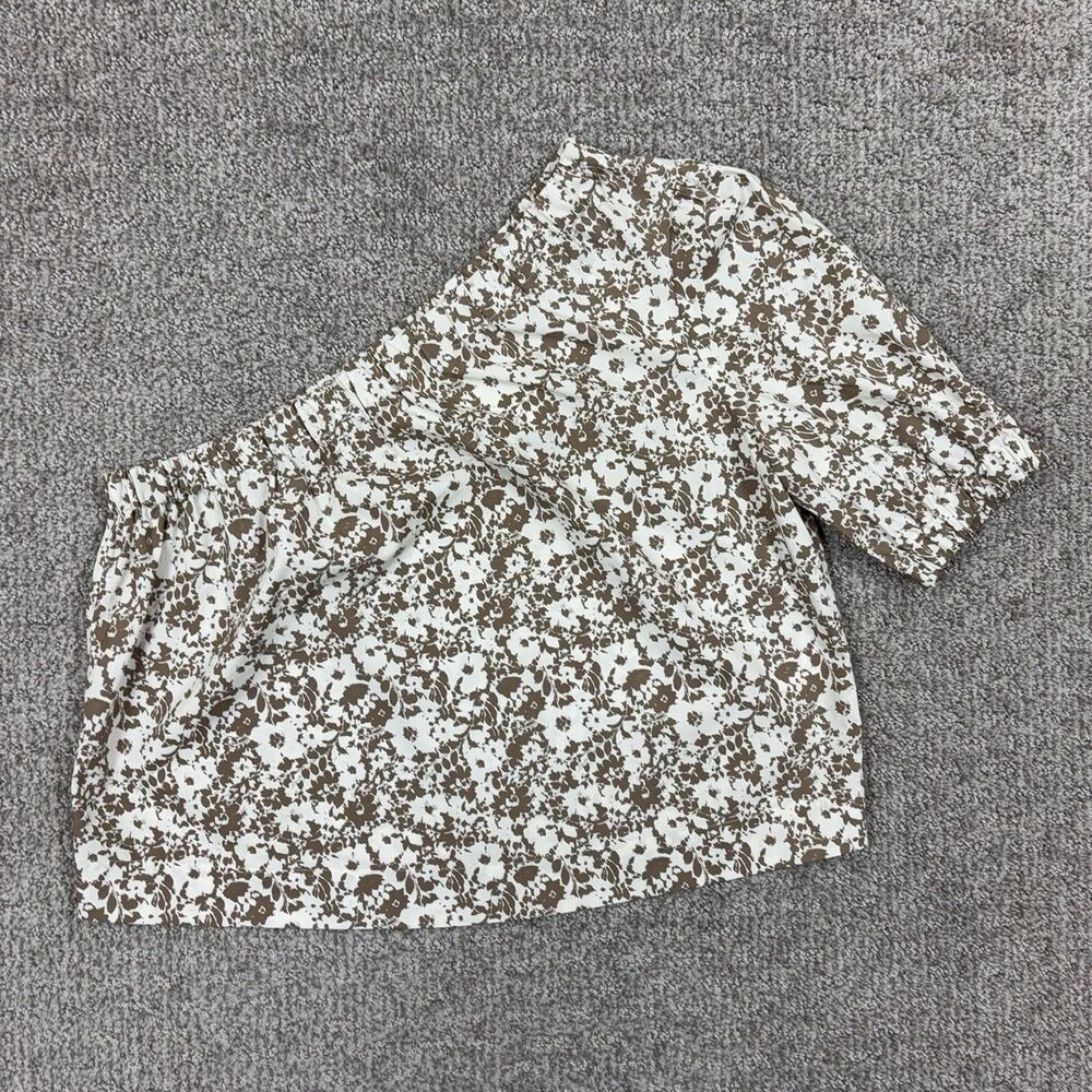 Rails Jayla Top Womens Small Brown Cafe Floral One Shoulder Blouse Summer Boho